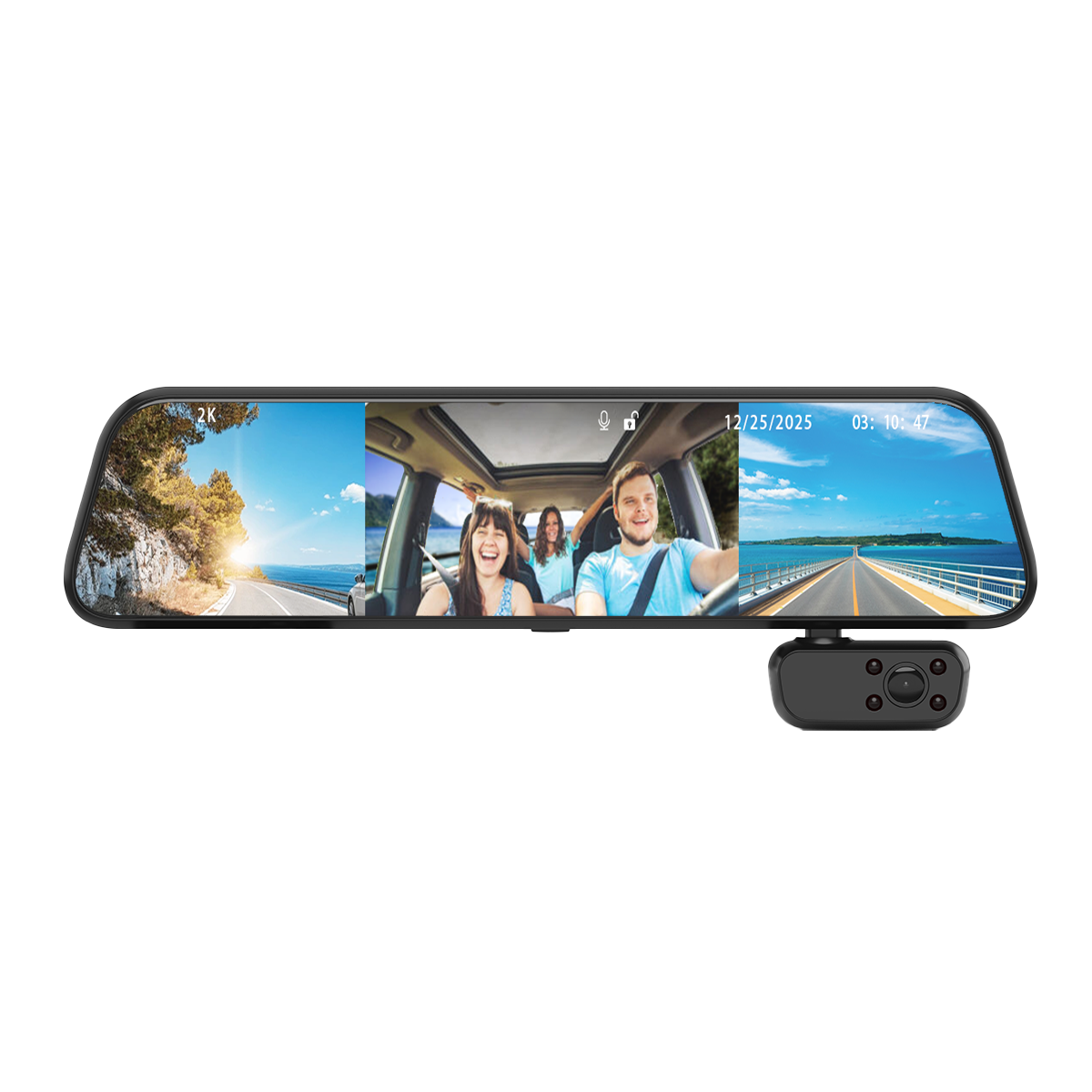 Pruveeo J30 12-Inch Touch Screen Mirror Dash Cam