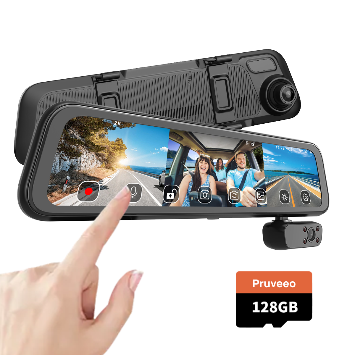 Pruveeo J30 12-Inch Touch Screen Mirror Dash Cam