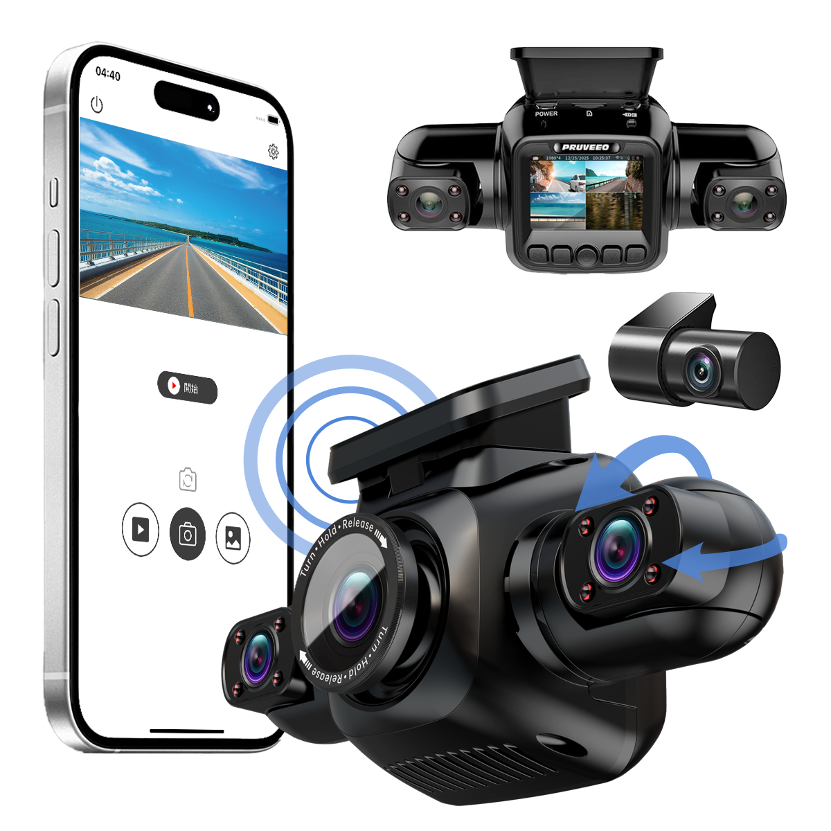 Pruveeo D90 Mini 4-Channel 128GB Dash Cam