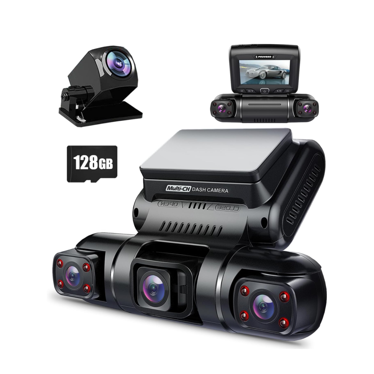 Pruveeo D90 4-Channel 128GB Dash Cam